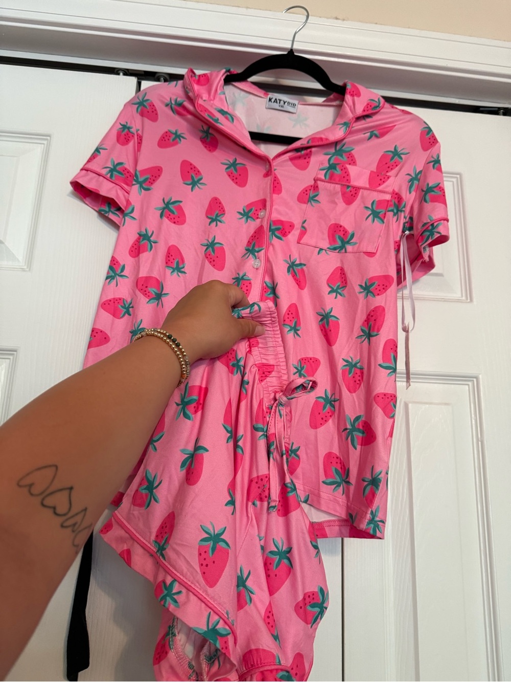 Katydid Pink Strawberry Print Kids Pajama Set